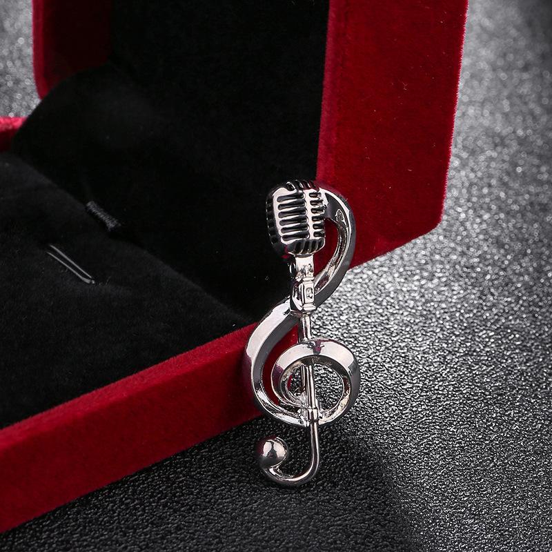 Music Note Microphone Brooches Fashion Metal Pins Special Badge for Women Men Student Musician Backpack Lapel Pin Jewelry