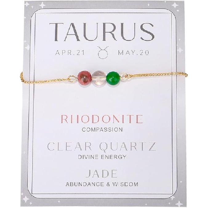 COLORFUL BLING Zodiac Bead Bracelets Healing Crystal 12 Constellation Natural Stone Chakra Stretch Adjustable Bracelets Birthstone Anxiety Relief