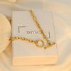 18K Gold Titanium Steel Collarbone Chain High-End Fashion Ot Buckle Cross Chain Necklace Women