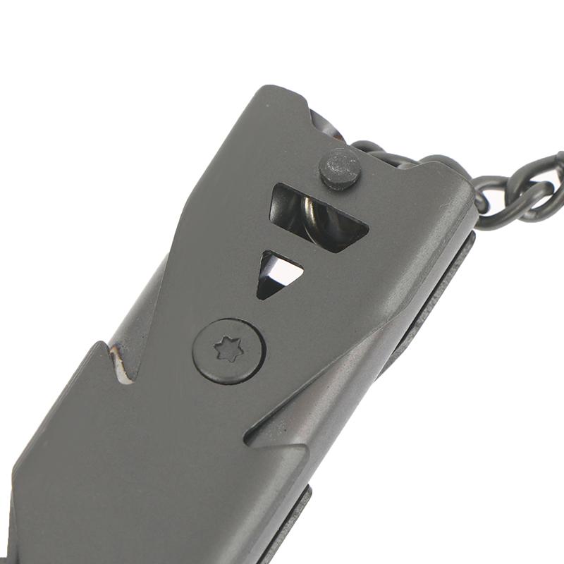 1Pc High Decibel Stainless Whistle Double Tube Lifesaving Portable Emergency Keychain Whistle For Outdoor Hiking Camping