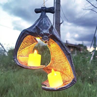 Fledermaus Wand Teelichthalter,Halloween Fledermaus Kerzendekorationen Gothic Fledermaus Wandleuchter Kerzenhalter mit Kerzen,Halloween Kerzenständer Hängende Dekoration