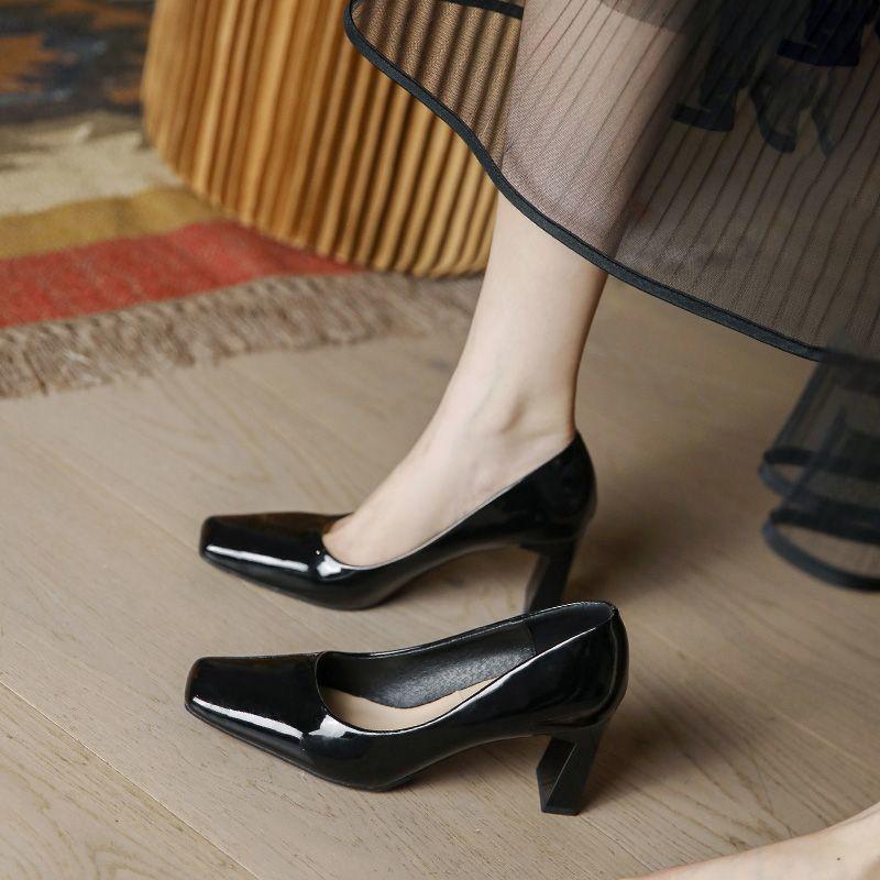 

Женская мода Туфли телесного цвета на низком каблуке - Туфли с мелким вырезом для офиса, свадьбы, вечеринки, Удобная рабочая вечерняя обувь Удобная 35