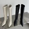 2025 Fashion Sexy Pointed  Low Heels Knee Long Boots Women's Spring/Autumn PU Sewing Party Ball Western Boots 35-40