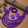 Collana multistrato in lega stile etnico bohémien con ciondolo in legno per donna