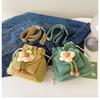 Cute Girl Crossbody Bag Casual Shoulder Bag Women Japanese Minimalist Drawstring Bucket Bag New Floral Design