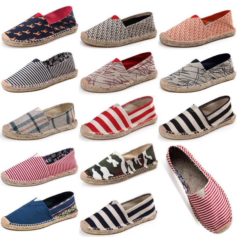 Summer Canvas Slip-On Espadrilles with Linen Sole - Casual Solid Color Hemp Rope Fisherman Shoes