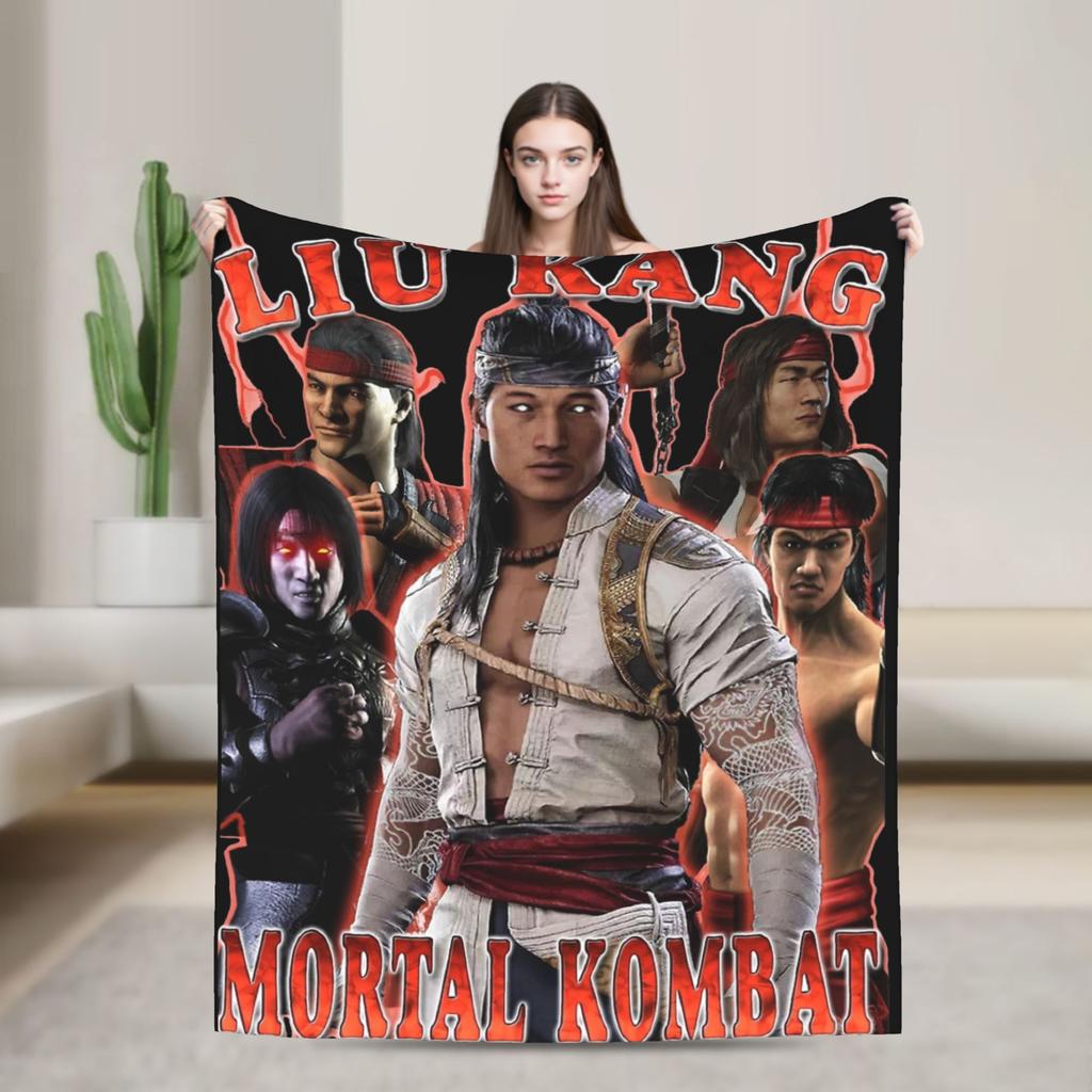 Mortal Kombat 2 Duotone Fighters Blanket Cover Velvet Lightweight Throw Blanket for Outdoor Travel Bedspread