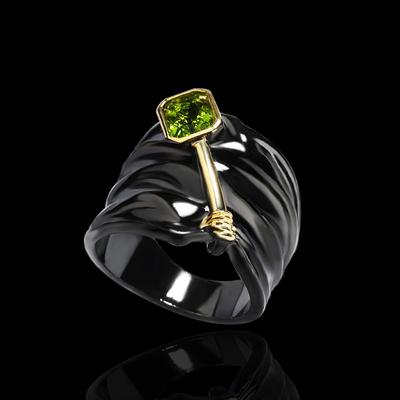 925  Two-Tone Inlaid Topaz Green Zircon Ring Special Design Black Gold Engagement Ring Jewelry Gift