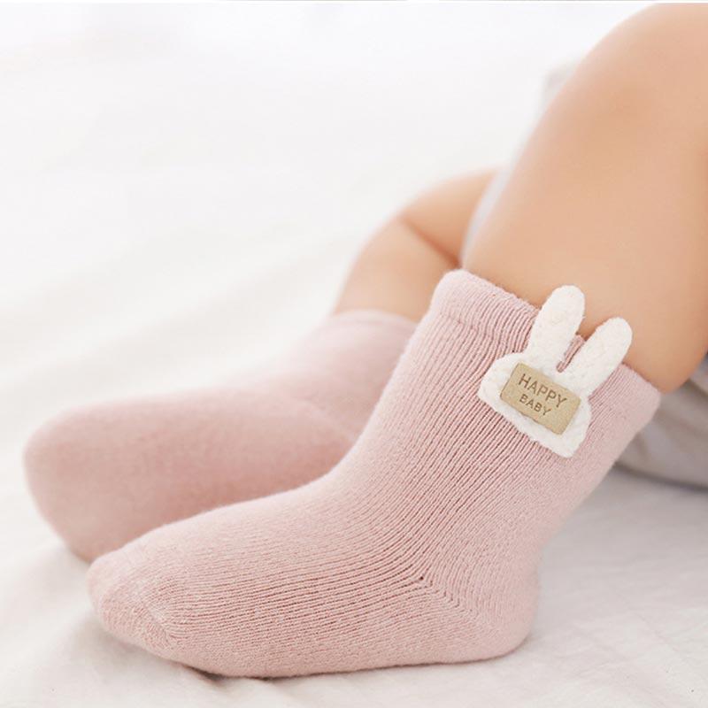 3Pairs Newborn Plush Sock Winter Warm Kids Middle Tube Socks Thicken Velvet Anti-Cold Baby Footwear Cute Cartoon Children Socks