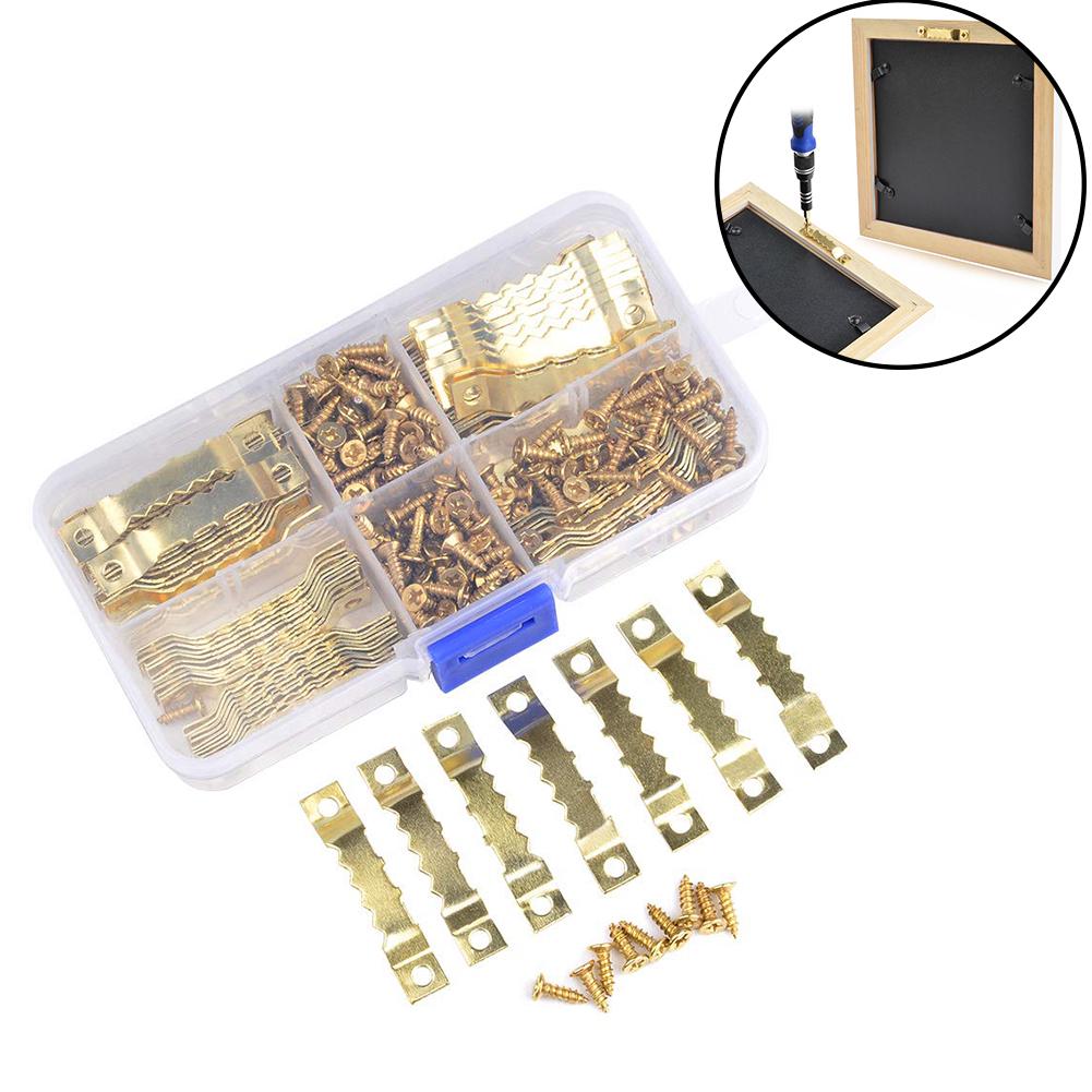 Golden No Nail Sawtooth Picture Hangers 300 Pcs 1 Inch for Frame Hanging