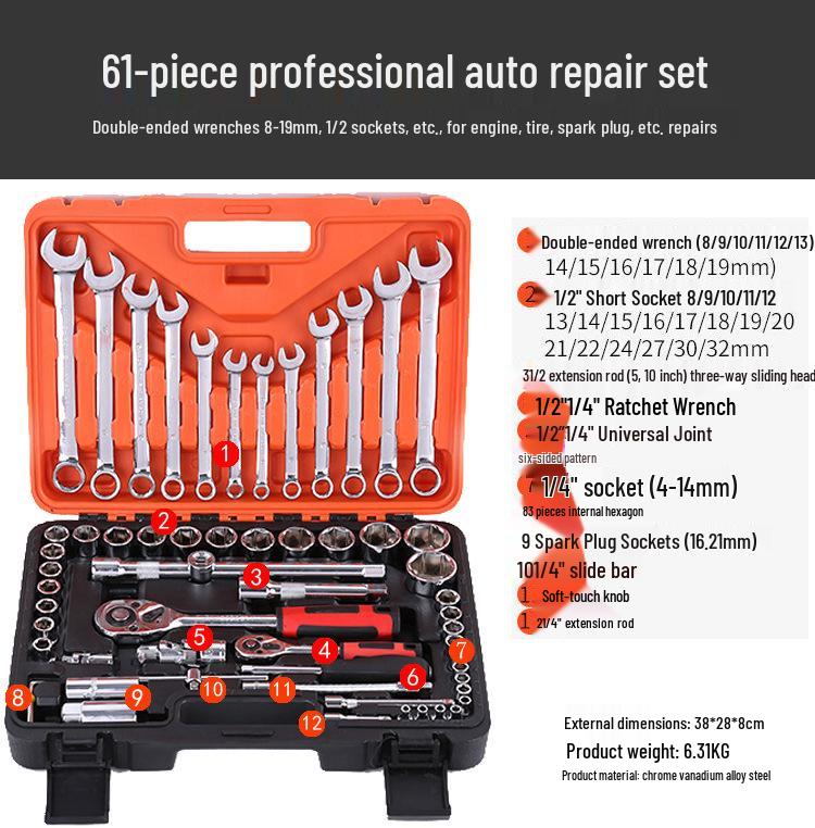 

Набор инструментов механика из 82 предметов, Набор торцевых головок для авторемонта из 121 предмета, Набор для домашнего ремонта из 46 предметов