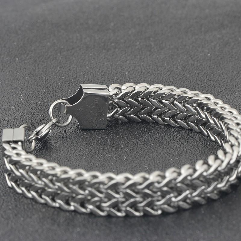 Stainless Steel Punk Rock Hip Hop Chain Bracelet 12mm Geometric Design Unisex Fashion Jewelry Men Women