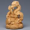 Solid Wood Coiled Dragon Ornament - Exquisite Carving for Home or Car Décor, Symbolizing Fortune and Prosperity