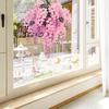 Pink Vine Flower Butterfly Static Cling Window Sticker Double Sided for Home Decor Bedroom Living Room