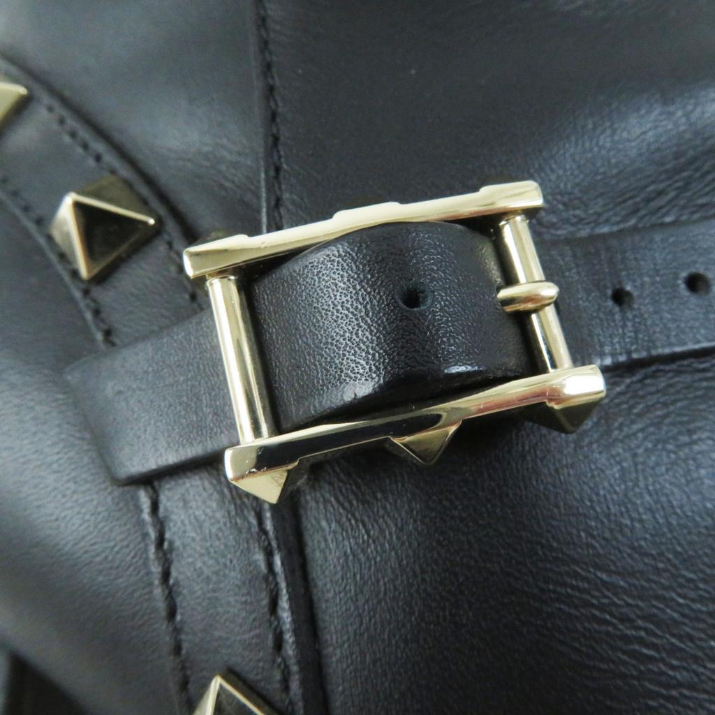 Great Valentino Garavani Short Boots With Rock Studs Black Leather Women 35.5 Used