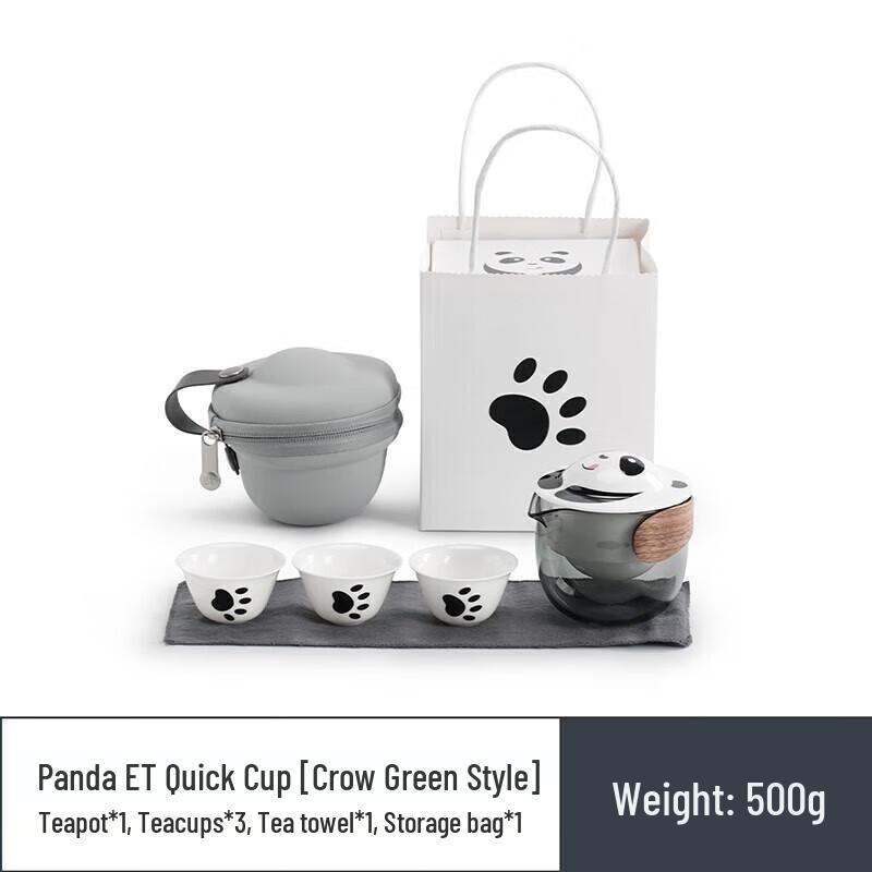 Portable Ceramic Tea Set with Panda Design