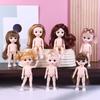 1 Set Nude Doll 3D Simulation Eyes 13 Joint Black Long Hair 1/8 17Cm Doll Plastic Doll Head Toys With Gold Brown Hair Kids Gift