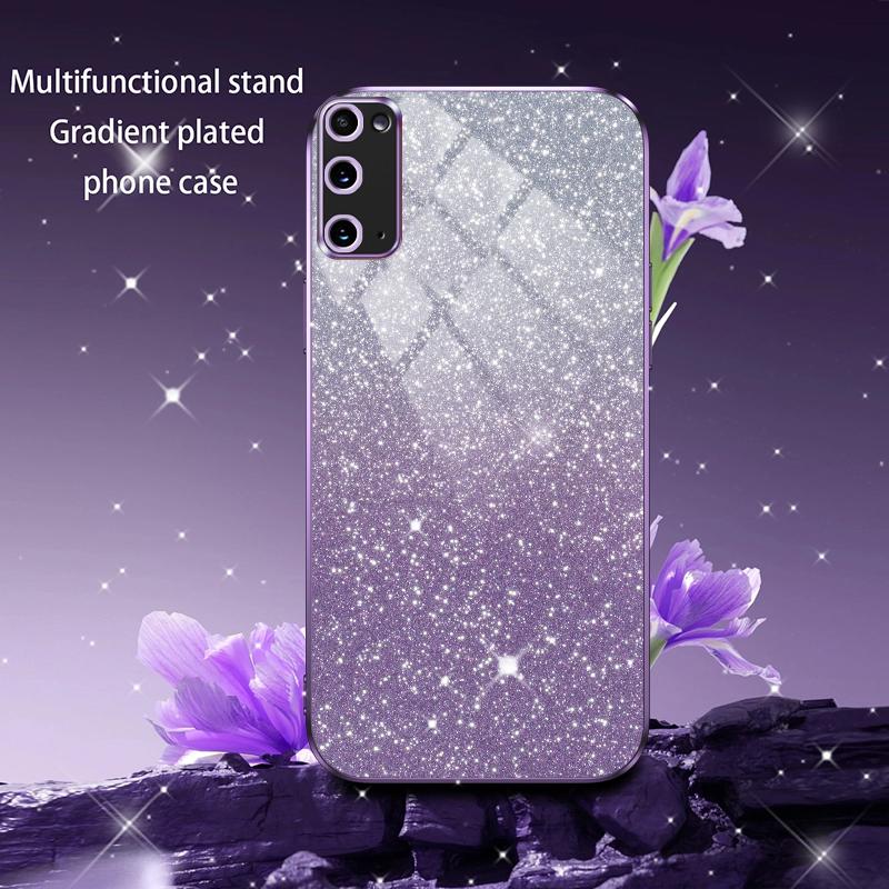 Für Samsung Galaxy S20 Plus Luxus Galvanisiertes Glitzer Hülle Für Samsung S20 Ultra S20 FE Weiche Stoßstange Klare Handy Rückseite