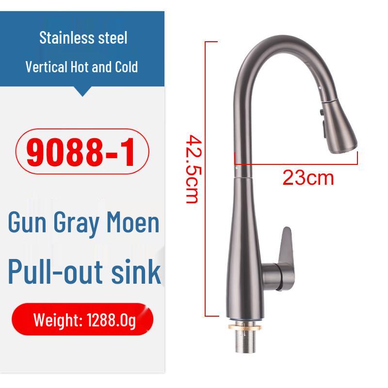 TLXT Gunmetal Grey Pull-Out Kitchen Faucet and Shower Head