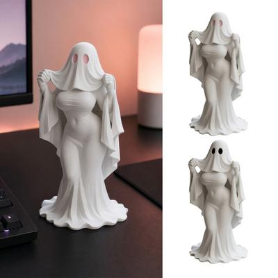 3D Printed Figurine Ghost Lady Ornament, Durable PLA Printing Halloween Figure, Exquisite Texture Sculpture Full of Mystery Collectible, for