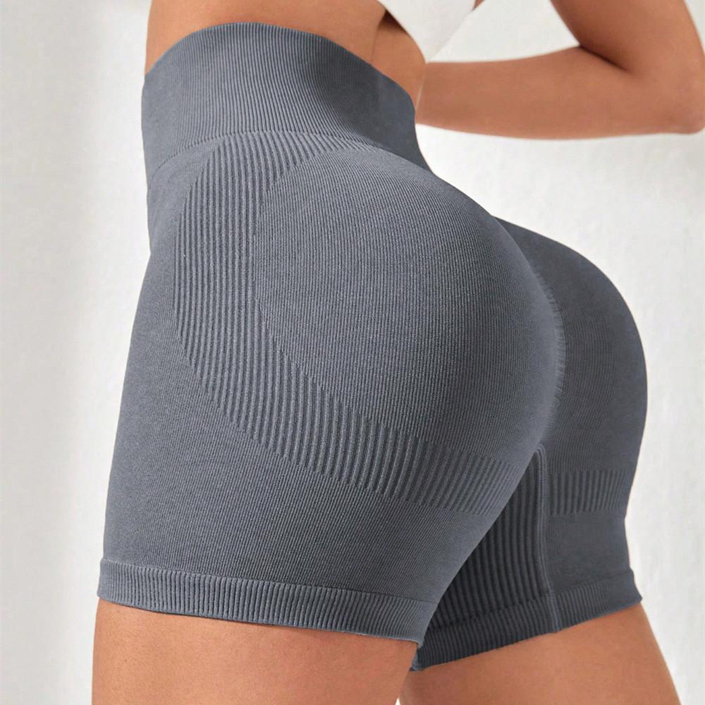 Threaded Yoga Shorts For Women, High Waist, Hip Lifting, Breathable Fitness Pants, Sports Running, Peach Hip Shorts For Women