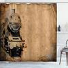 Vintage Industrial Steam Engine Shower Curtain Antique Old Times Locomotive On Rail Road Retrotrain Station Bathroom Curtain