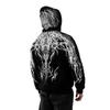 Felpa con Cappuccio Riflettente Stampa Gotica Uomo Donna Harajuku Streetwear Oversize Nera Felpa con Cappuccio Hip Hop Pullover Top Nuovo