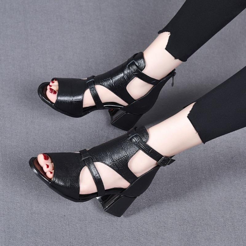 New women's sandals fish mouth hollow one-word wedge style sandals women