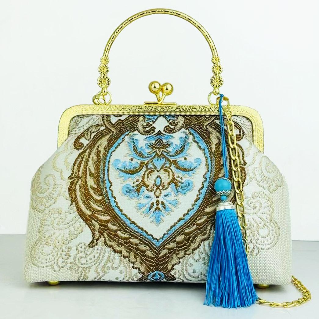 

Модная шелковая сумка-тоут через плечо с цепочкой женская сумочка с вышивкой китайский ципао женские сумки клатч кошелек