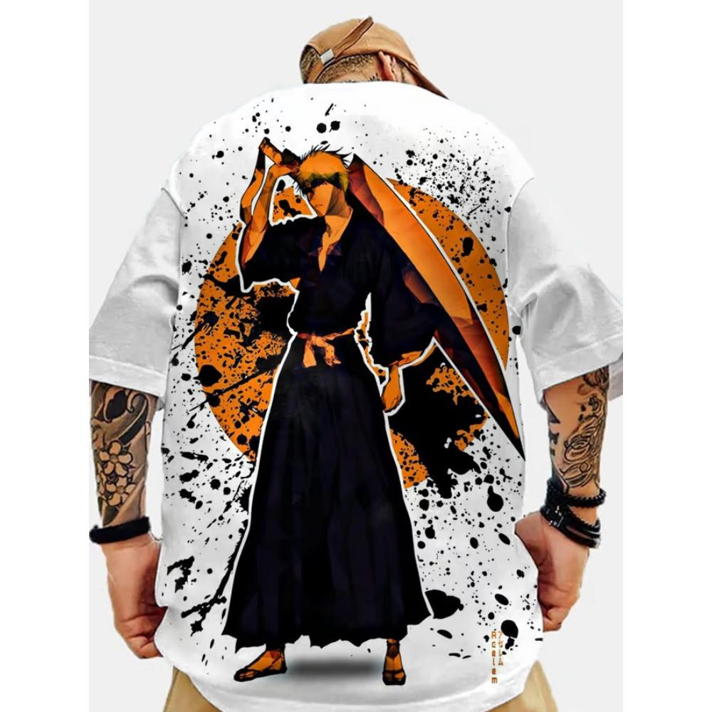 Men's fashion anime printed short sleeved T-shirt