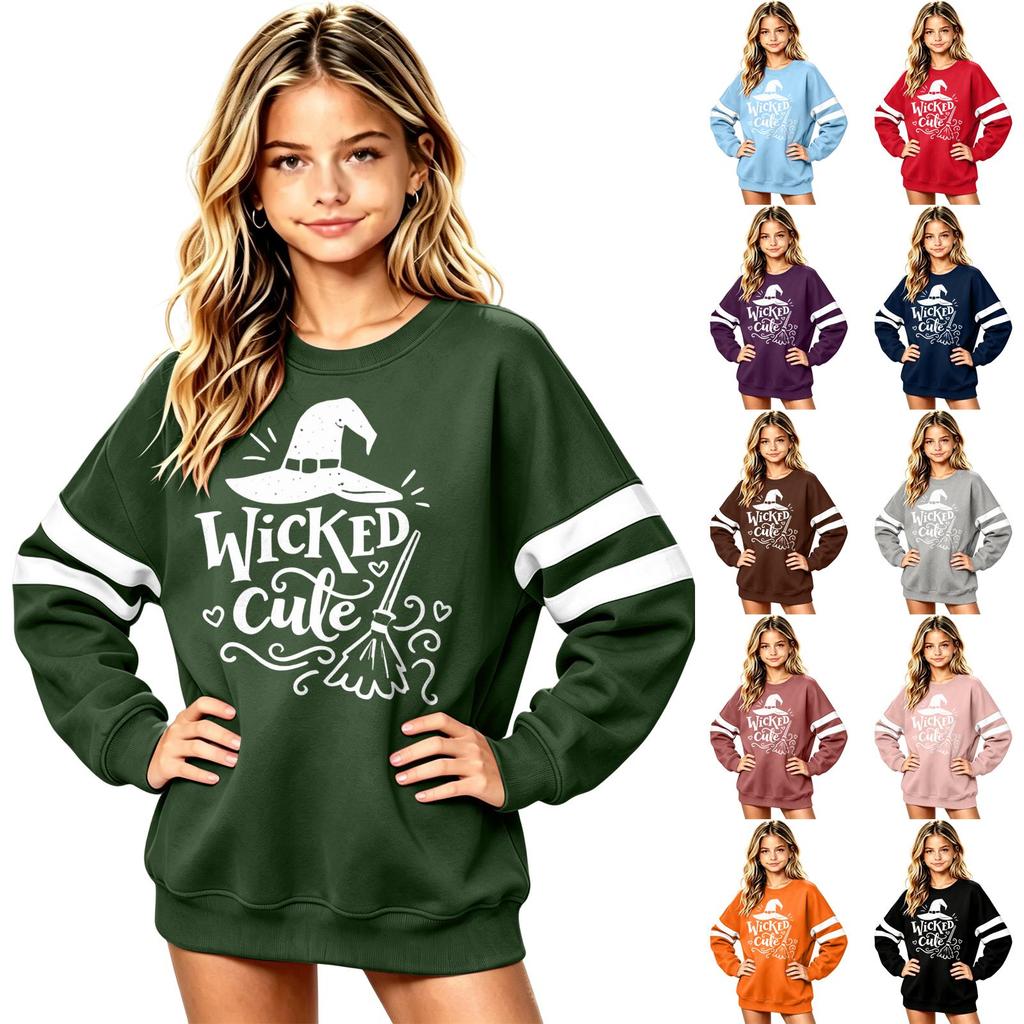 Youth Boys Girls Halloween Long Sleeve Sweatshirt Casual Comfortable Pullover Top for School & Party