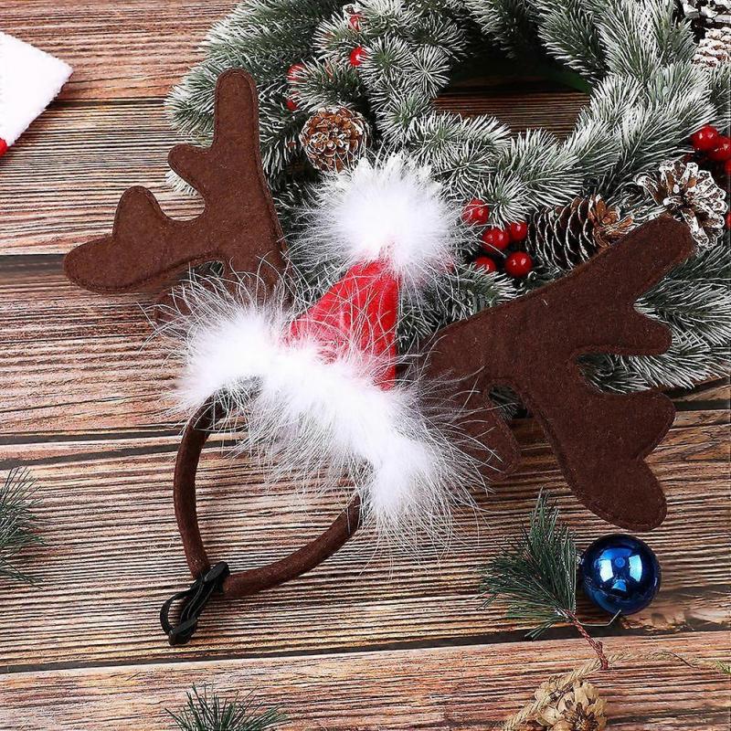 Holiday Pet Headband Pet Christmas Antlers Headband 8Pcs for Costume