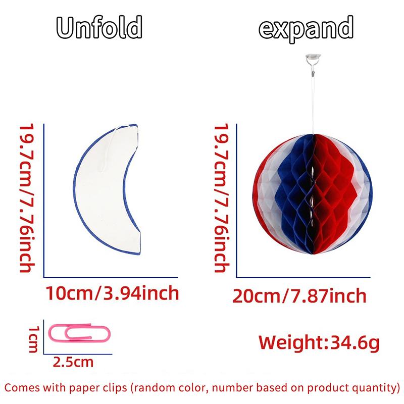 Red White And Blue Honeycomb Ball Pendant Independence Day Special Shaped Holiday Event Decoration