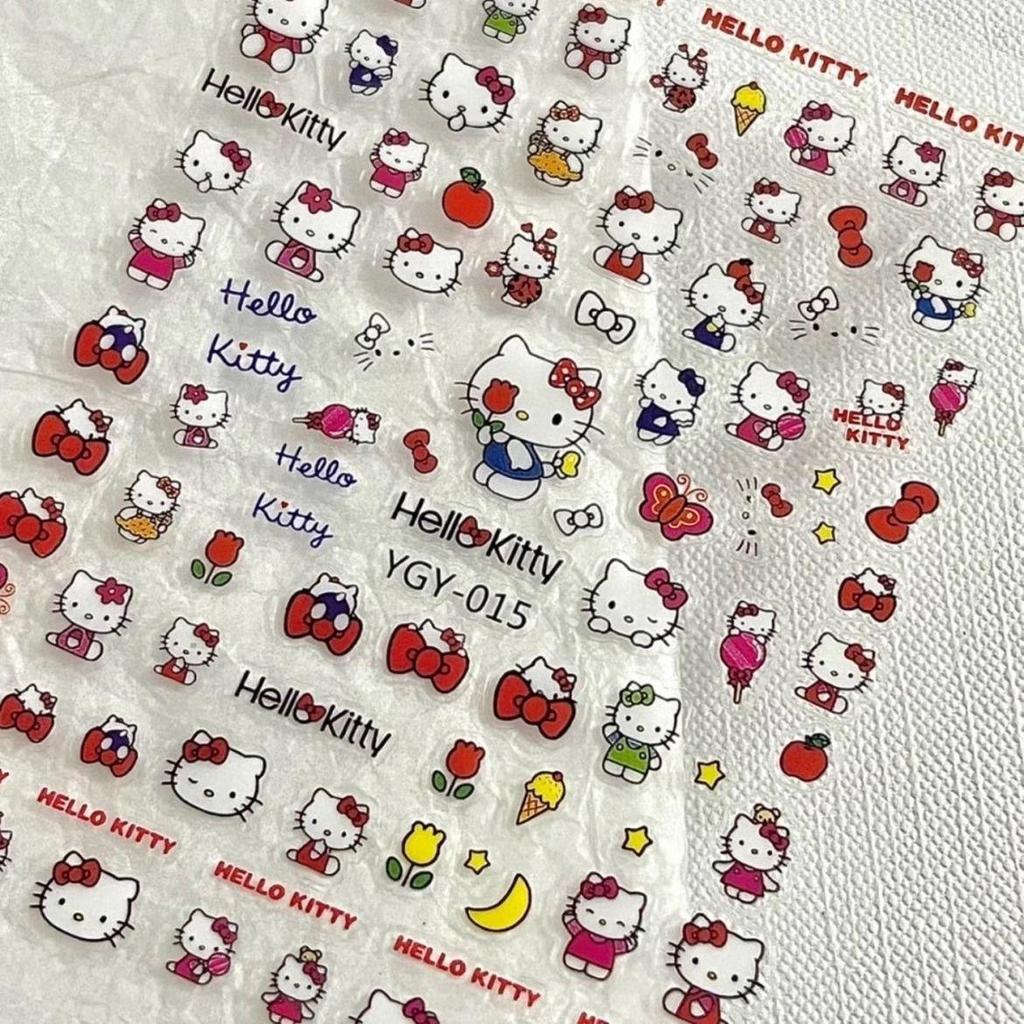 Sanrio KT Katt Nageldekaler: Söt hjärt- och animestils telefondekor.