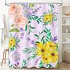 Beautiful Floral Shower CurtainLavender Pink with Yellow and Purple Flowers Waterproof Fabric for Bathroom Decorations
