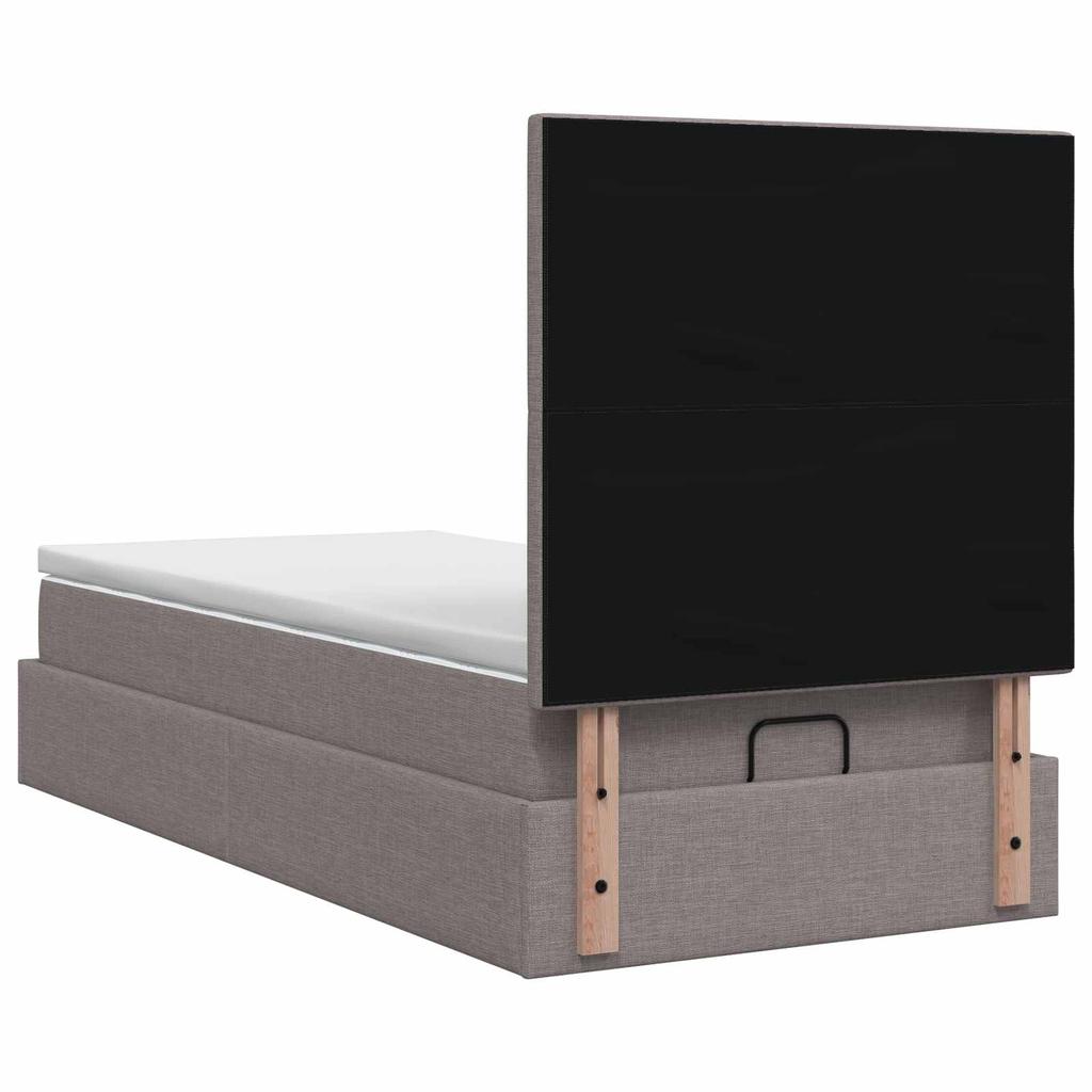 Ottoman Bed with Mattress and Headboard Taupe 100 X 200 Cm Fabric