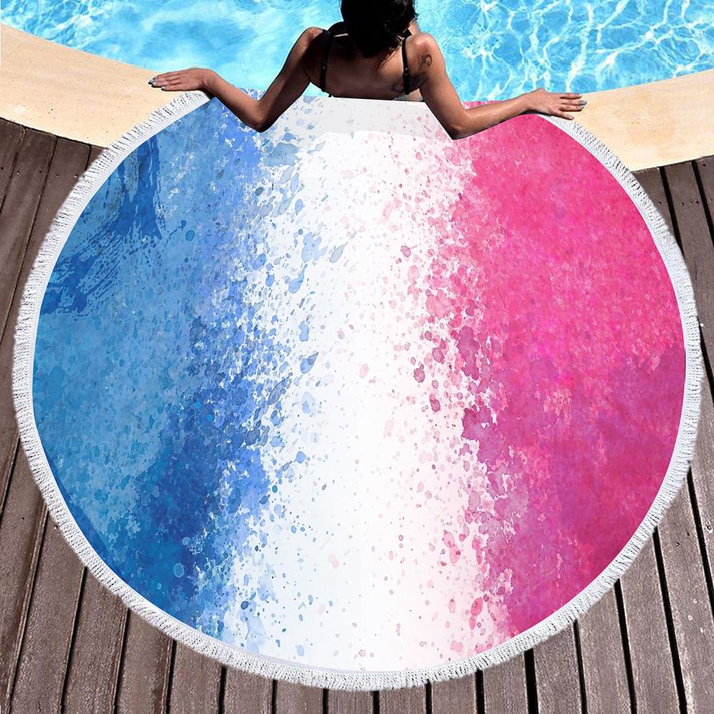 Watercolor Dots Round Beach Towel Abstract Geometric Shawl Beach Blanket Large Lightweight Quick Dry Absorbent Soft Pool Towel