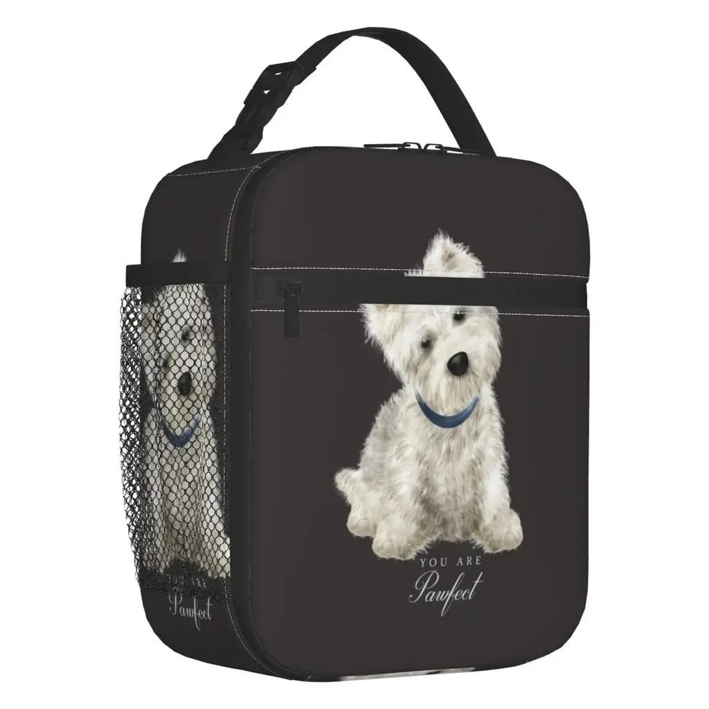 Cute West Highland White Terrier Dog Insulated Lunch Bag Leakproof Westie Puppy Cooler Thermal Lunch Box Office Picnic Travel