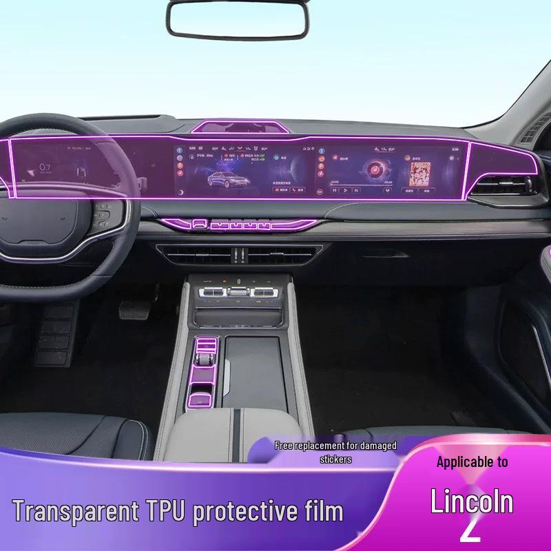 Lincoln Z 22-25 Modell Innenraum Armaturenbrett & Navigationsbildschirm Schutzfolie HD-TPU