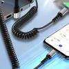2 in 1 USB A & Type C Car Charging Cable with Stretchable Spring Charging Data Cable for Multiple Devices