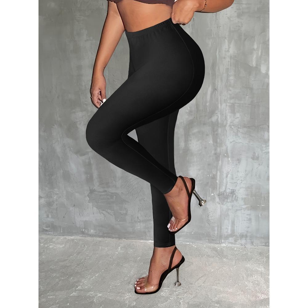 TEMU European and American popular leggings high waist sexy elastic leggings women s clothing S чёрный