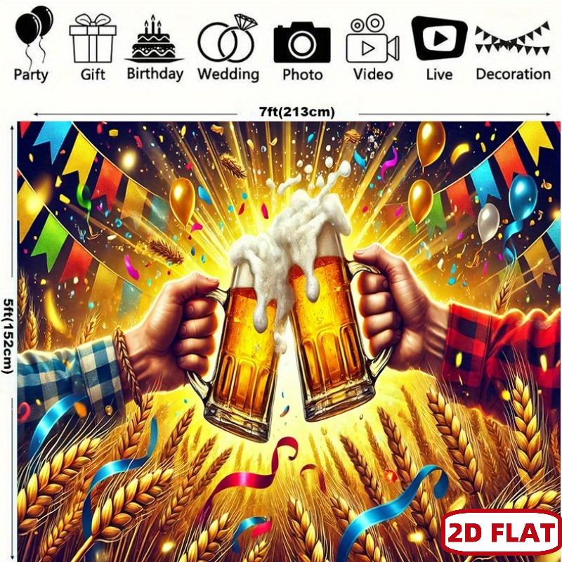 2D FlatBeer Celebration Tapestry Festive Party Decor Wall Hanging Artwork Cheerful Toast Scene Home Bar Decoration