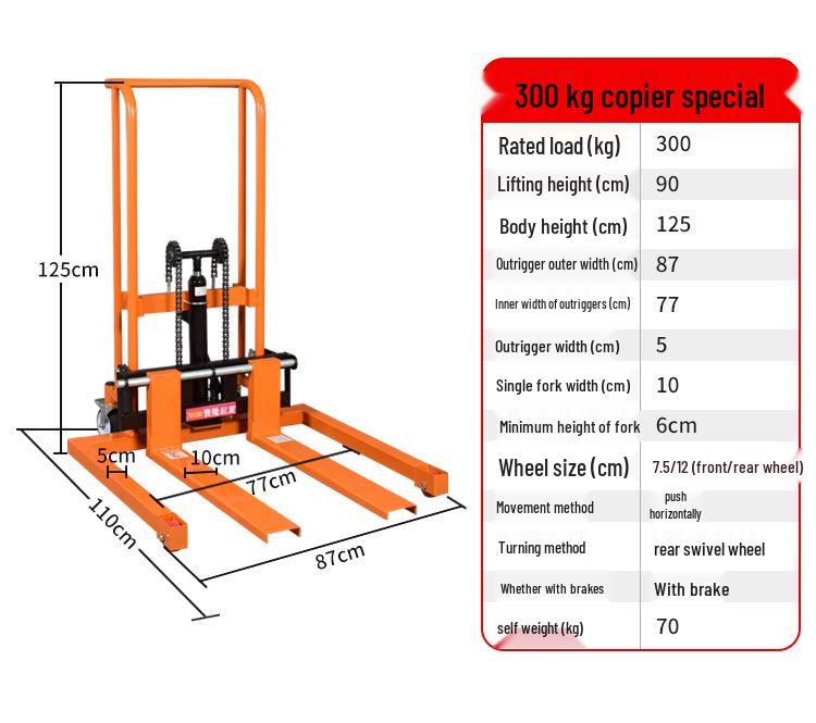Compact Lightweight Electric Manual Hydraulic Forklift with Foldable Stacker