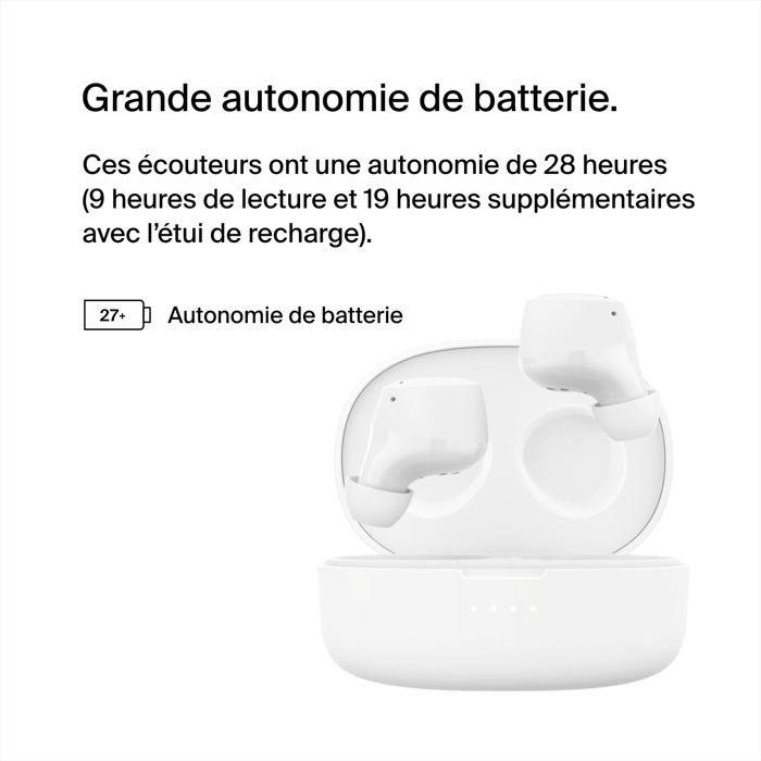 Écouteurs sans fil - belkin - soundform bolt - intra-auriculaire - bluetooth 5.2 - 28 heures d'autonomie