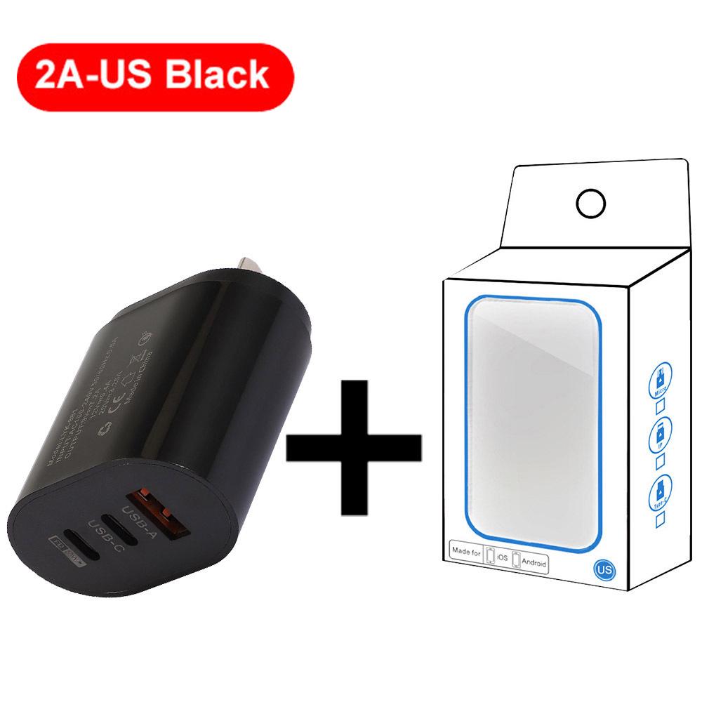 Type-C Multi-Port Charger: 2A USB + 2PD Travel Adapter (US/EU Specs)