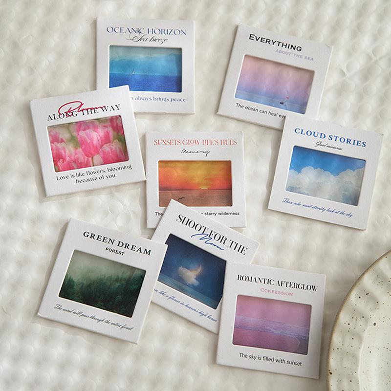 Translucent Landscape Film Bookmark Aesthetic Book Page Reading Accessories Diy Decorative Card Pendant Keychain