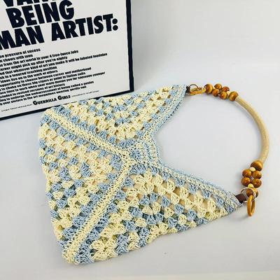 Vielseitige Urlaubs-Webstrohtasche - Damen Häkel-Schulter- & Strand-Tragetasche