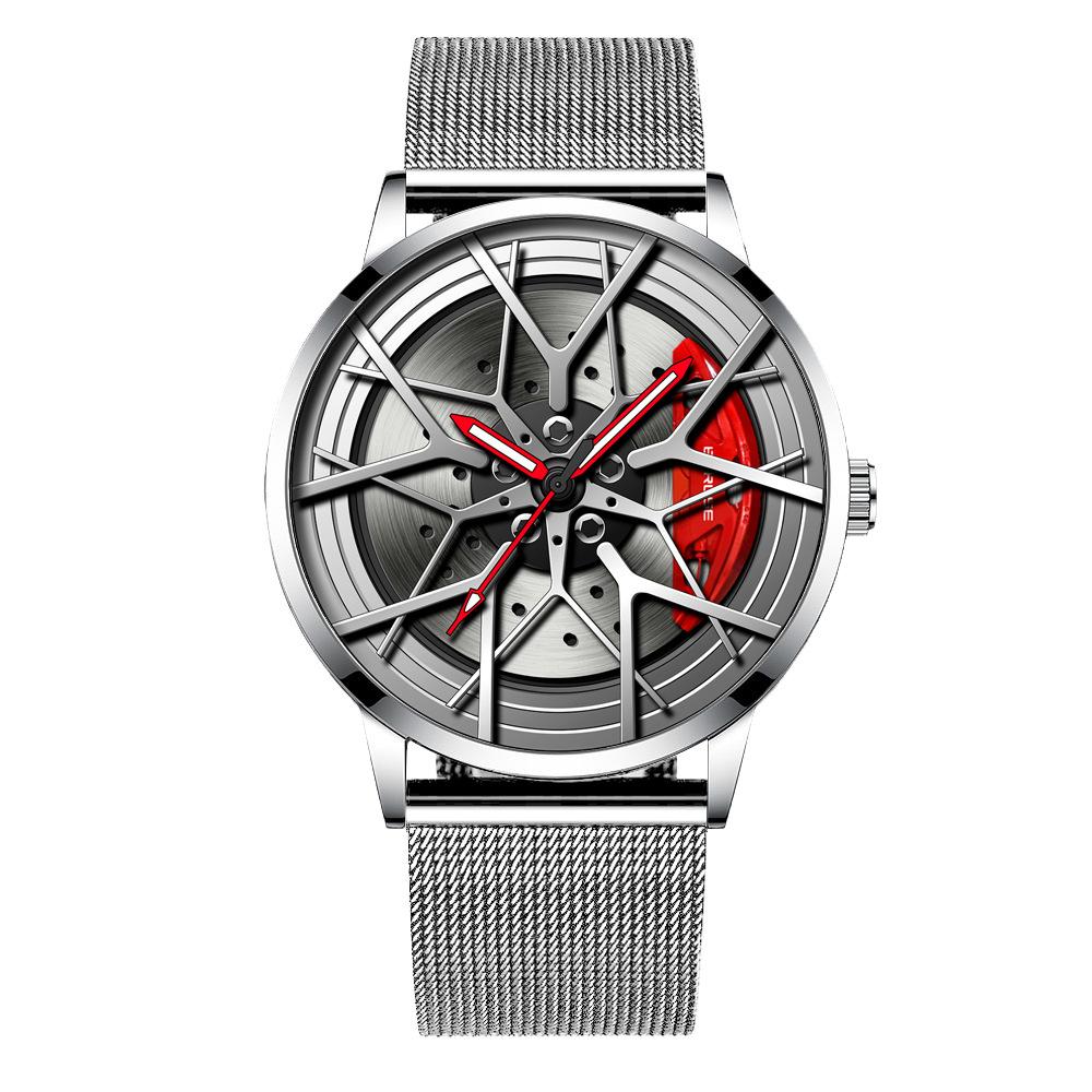 

Boruse Wheel Hub Men S Watch Mesh Strap Waterproof Luminous Fully Automatic Quartz Watch