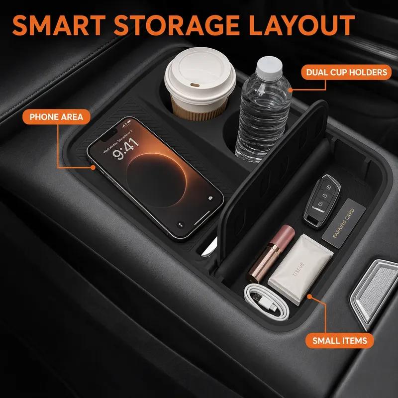 For Haval H6 2025 2026 4th Gen Center Console Silicone Organizer Tray Anti-Slip Storage Mat Interior Accessories