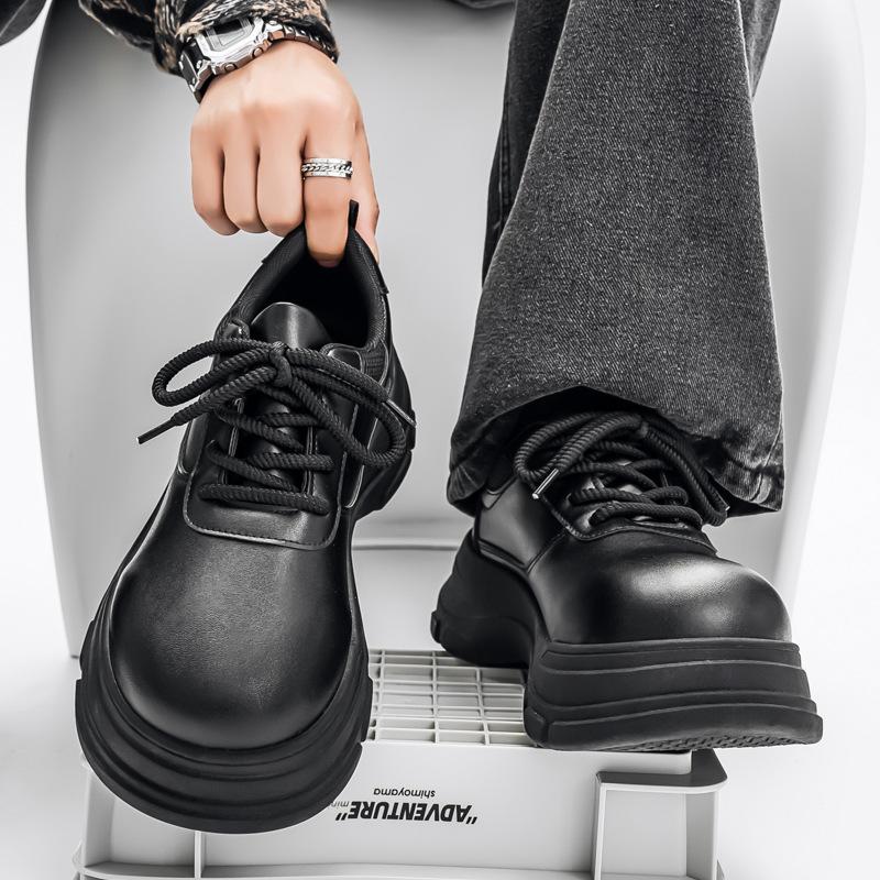 Shoes autumn new British style retro high street American big head derby shoes platform black leather shoes